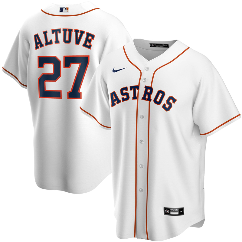 2020 MLB Men Houston Astros 27 Jose Altuve Nike White Home 2020 Replica Player Jersey 1